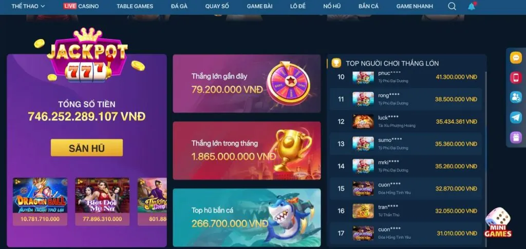 Trưng bày các trò chơi bắn cá đa dạng